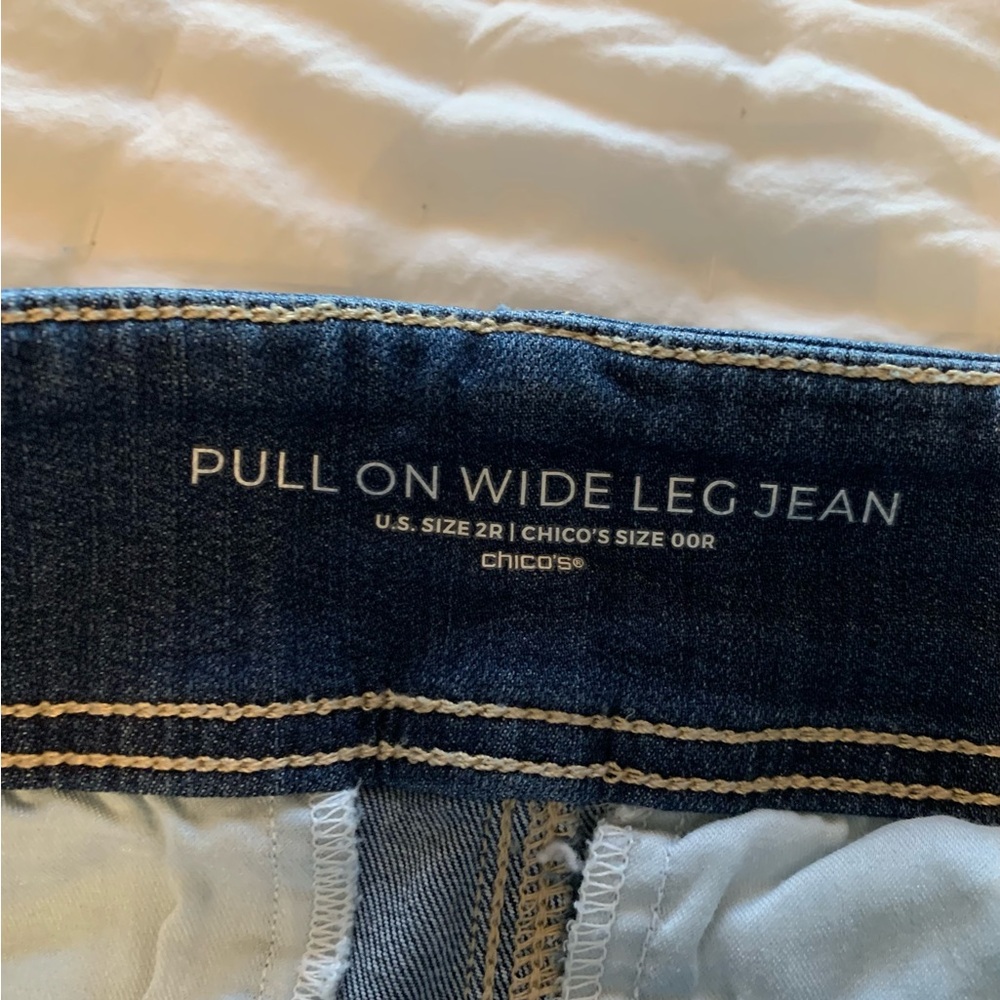 Chico’s Wide-Leg Pull On Women's Jeans - Dark Blue - Picture 5 of 6